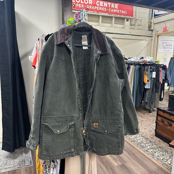 Carhartt Other - Vintage Carhartt green C52 MOS jacket blanket lined corduroy collar barn jacket